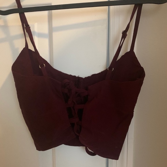 Lace-Up Back Ruched Bust Crop Cami🔴 - Picture 6 of 6